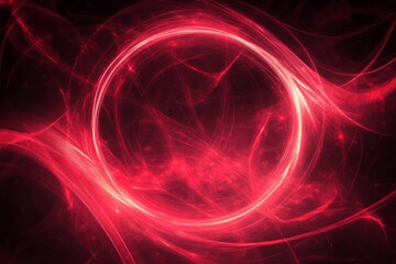 Obraz premium Abstract red glowing light effect on a black background, an oval ring shape with a speed motion trail.