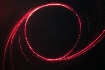 Abstract red glowing light effect on a black background, an oval ring shape with a speed motion trail.