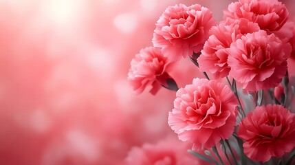 Fototapeta premium Beautiful carnation and snowdrop flowers in vibrant watercolor, soft background wash