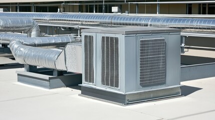 Rooftop HVAC System with Ductwork in Industrial Setting
