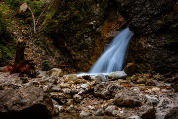 Fototapeta premium schleifmühle, schleifmühlklamm, unterammergau, waterfall, waterfalls, rocks, bavaria, hiking, wallpaper