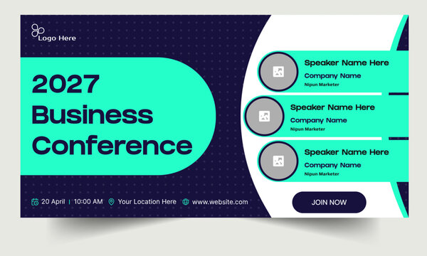 Best business webinar banner template design, webinar banner design, online business conference banner, fully customizable eps 10 file format