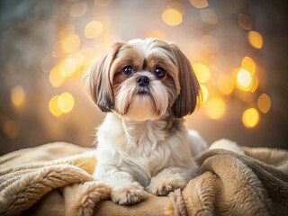Adorable Shih Tzu Dog Portrait with Copy Space for Text and Ads