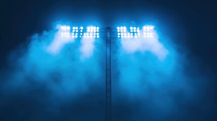 Obraz premium A blue light tower with smoke coming out of it