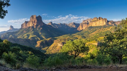 Majestic Mountain Landscape Under Clear Blue Sky