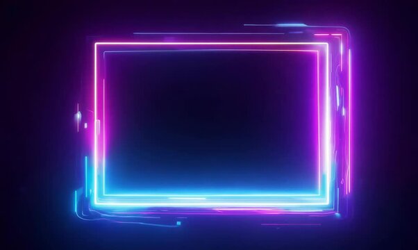 Neon Lights Rectangular Frame Abstract Background Animation