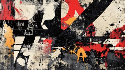 Fototapeta premium Abstract Urban Grunge Art with Bold Oversized Text Elements