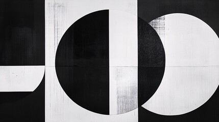 Abstract Black And White Minimalist Geometric Art With Bold Lines
