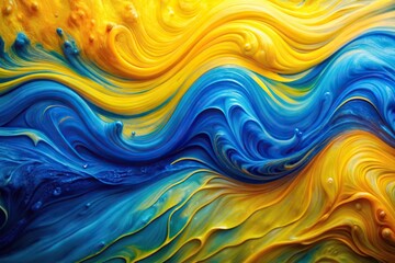 Obraz premium Colorful abstract background with yellow and blue waves of paint