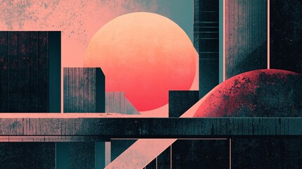 Creative Brutalist Vector Art With Geometric Abstract Cityscape