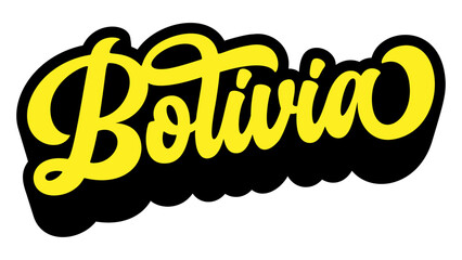 Bolivia country name written in retro groovy three-dimensional script lettering
