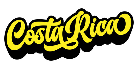 Costa Rica country name written in retro groovy three-dimensional script lettering