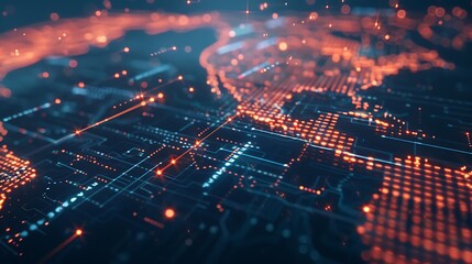 Obraz premium Global Tech Map with Data Streams, Business Theme, Background, Tech Map, Data Streams