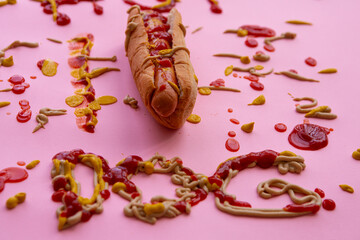 Hot dog with keptchup and mustard
