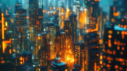 Obraz premium Futuristic Cityscape with Glowing Lights