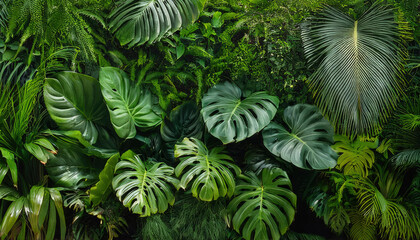 Fototapeta premium Green garden walls from tropical plants, best for web summer background.