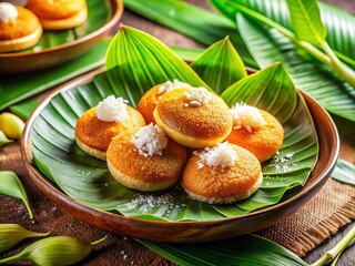 Apam Food: Delicious Traditional Malaysian Rice Cake with Coconut and Sugar Toppings