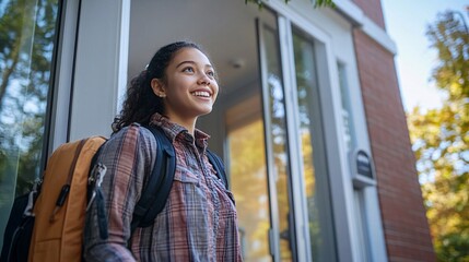 Excited Student Arrives at New College Dormitory for First Time