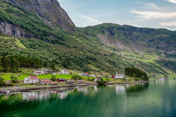 Obraz premium Gudvangen is a village in Aurland Municipality in Vestland county, Norway.