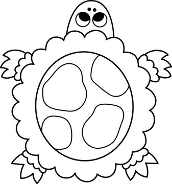 Vector black and white archelon icon. Cute dinosaur line illustration for kids. Funny turtle or tortoise clipart for children isolated on white background. Cartoon prehistoric animal coloring page