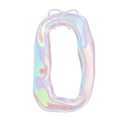 3D Y2K Metallic Hologram Alphabet Font with Coquette Bow