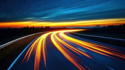 Obraz premium Car speed lights. Glowing trail highway road 