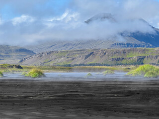 &Uacute;lfseyjarsandur, Black Beach Near Dj&uacute;pivogur in Iceland