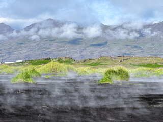 &Uacute;lfseyjarsandur, Black Beach Near Dj&uacute;pivogur in Iceland
