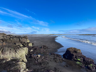 Úlfseyjarsandur, Black Beach Near Djúpivogur in Iceland