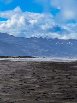 &Uacute;lfseyjarsandur, Black Beach Near Dj&uacute;pivogur in Iceland