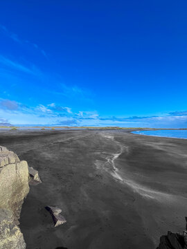 &Uacute;lfseyjarsandur, Black Beach Near Dj&uacute;pivogur in Iceland