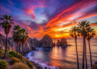 Breathtaking Sunrise Silhouette on the Pacific Ocean in Cabo San Lucas, Mexico