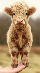 Naklejka premium cow in a hand