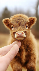 Fototapeta premium cow in a hand