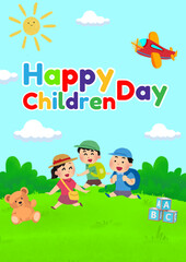Naklejka premium World Children Day Animation