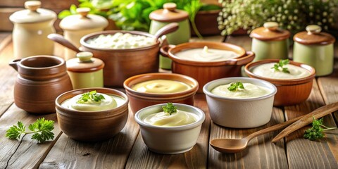 Bright and colorful pots of cream inspire vibrant cooking and baking creativity, adding a splash of fun and flavor to every culinary experience. Dive in!