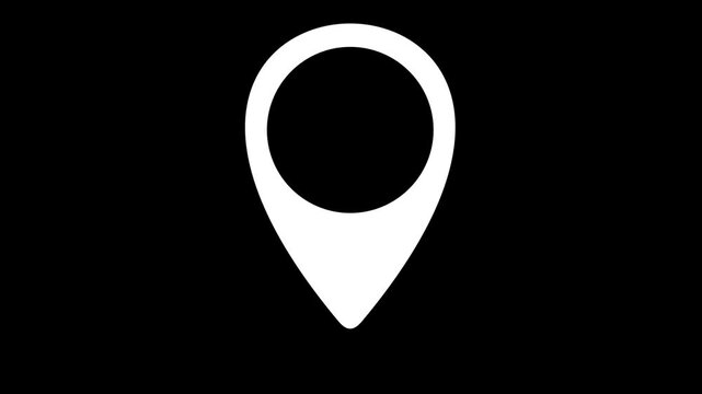 Geolocation and location, pointer and pinpoint, graphic animation. Alpha channel. Whit. Transparent background motion design. 4K resolution