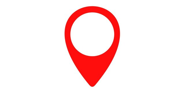 Geolocation and location, pointer and pinpoint, graphic animation. Alpha channel. Colored. Transparent background motion design. 4K resolution