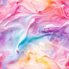 Fototapeta premium A vibrant, swirling abstract composition featuring soft pastel colors of pink, blue, and yellow, reminiscent of flowing paint or marbled textures.