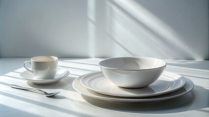 Captivating low-light photography showcasing an empty table setting, emphasizing the elegance of tableware designed for exquisite food presentation and culinary artistry.