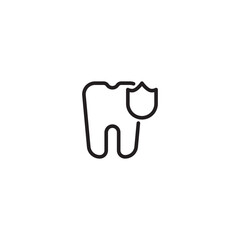 A simple yet impactful icon. A stylized tooth is the central focus, with a shield indicating dental protection and care. Editable icon.