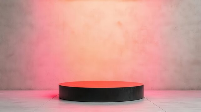 Glowing launch stage with sleek product display and audience in the background, high-profile reveal, 3D illustration