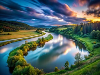 Fototapeta premium Captivating Long Exposure of Rad Ab, a Scenic Landscape at Dusk