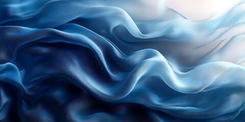 Obraz premium Flowing blue fabric with soft, wavy textures.