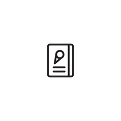 A minimalist icon of a book with an ice cream cone, symbolizing an ice cream recipe book or a guide to making ice cream. Editable icon.