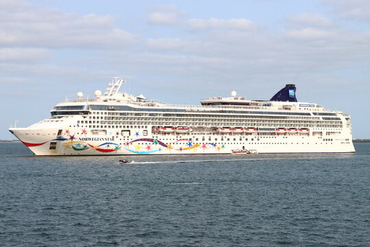 Norweigian Star, NCL cruise line, moored off Dunmore East, Ireland