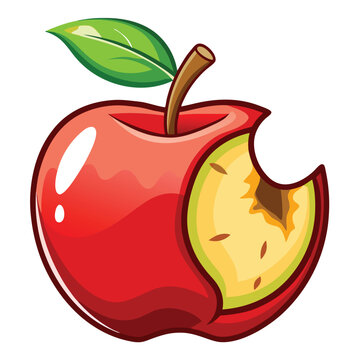 recommend clip art: Bitten apple fruit vector illustration isolated on a white background