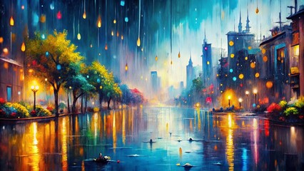 Obraz premium Captivating Raining Painting Scene in Candid Photography Style for Artistic Inspiration
