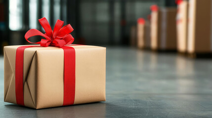 Christmas gifts at factory warehouse Logistics for holidays