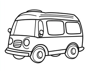 coloring book Black and White Cartoon Illustration of a Vintage Van Clipart